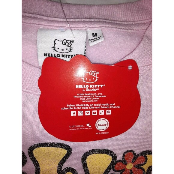 Sanrio Medium Hello KItty Pink Graphic Crewneck Sweatshirt NWT - Picture 5 of 12